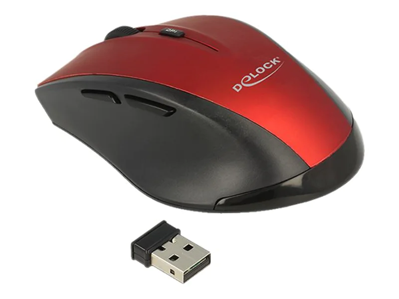 Delock Maus - ergonomisch - Für Rechtshänder - optisch - 5 Tasten - kabellos - 2.4 GHz - kabelloser Empfänger (USB) 12493