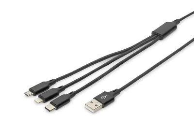 DIGITUS 3-in-1 USB-Ladekabel, 1m AK-300160-010-S
