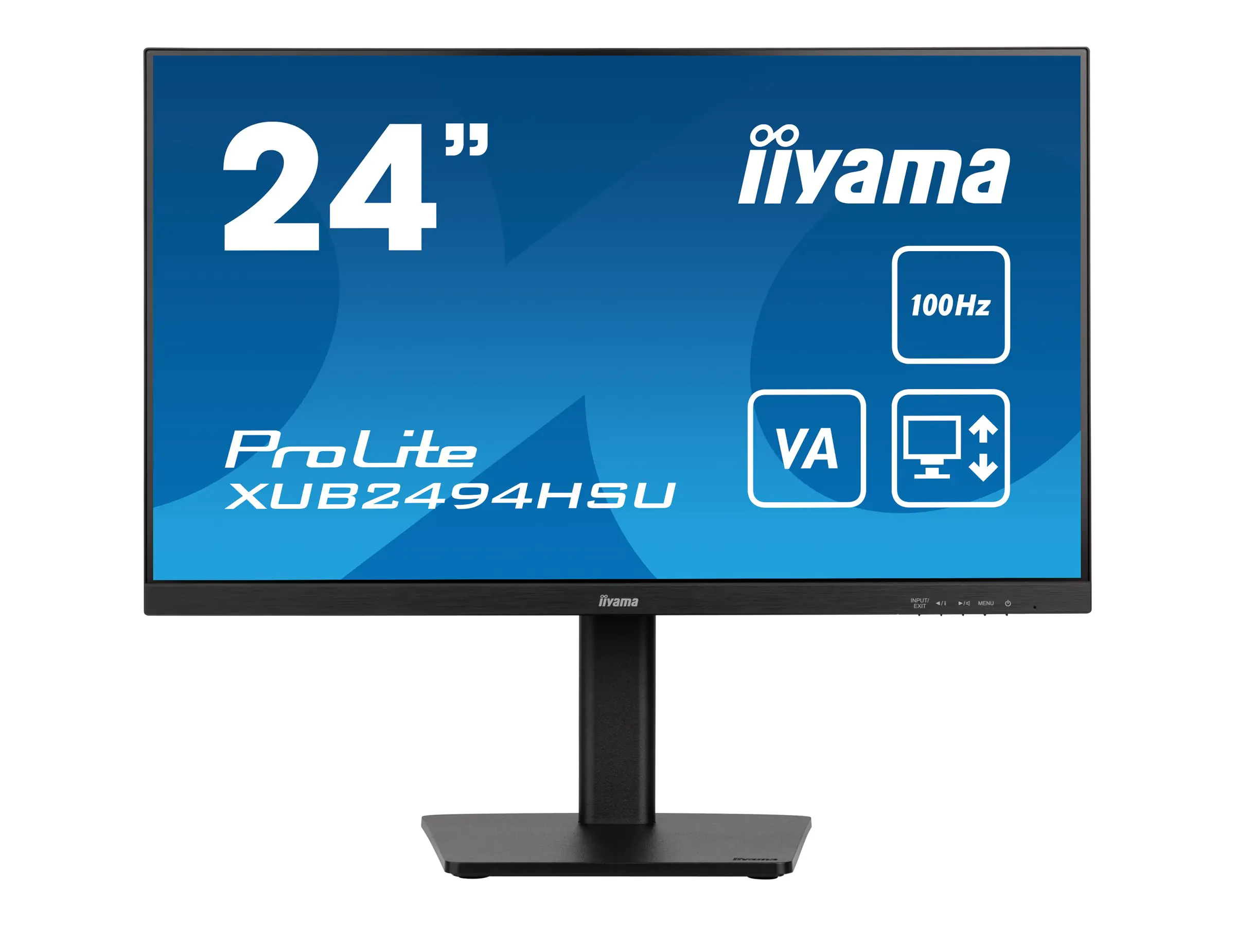 iiyama ProLite XUB2494HSU-B6 - LED-Monitor - 61 cm (24") (23.8" sichtbar) - 1920 x 1080 Full HD (1080p) @ 100 Hz - VA - 250 cd/m² - 1000:1 - 1 ms - HDMI, DisplayPort - Lautsprecher - mattschwarz