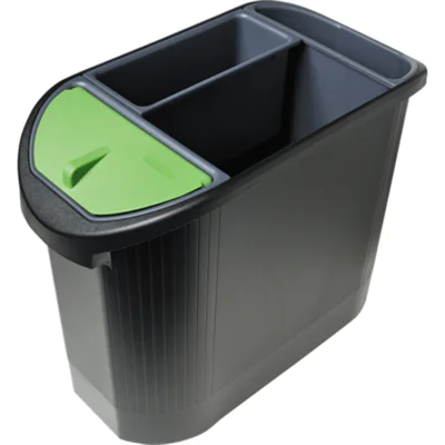 Exacompta Papierkorb TOPLINE 24 x 36,5 x 48 cm (B x H x T) 26l Polypropylen, 80 % recycelt Farbe: schwarz/grau Farbe des Deckels: grün 3 Sortierfächer Exacompta Papierkorb TOPLINE 24 x 36,5 x 48 cm (B x H x T) 26l Polypropylen, 80 % recycelt Farbe: schwarz/grau Farbe des Deckels: grün 3 Sortierfächer