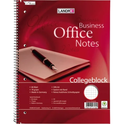 Landre Collegeblock 100050247 A4+ 80Blatt Rand kariert Landre Collegeblock 100050247 A4+ 80Blatt Rand kariert