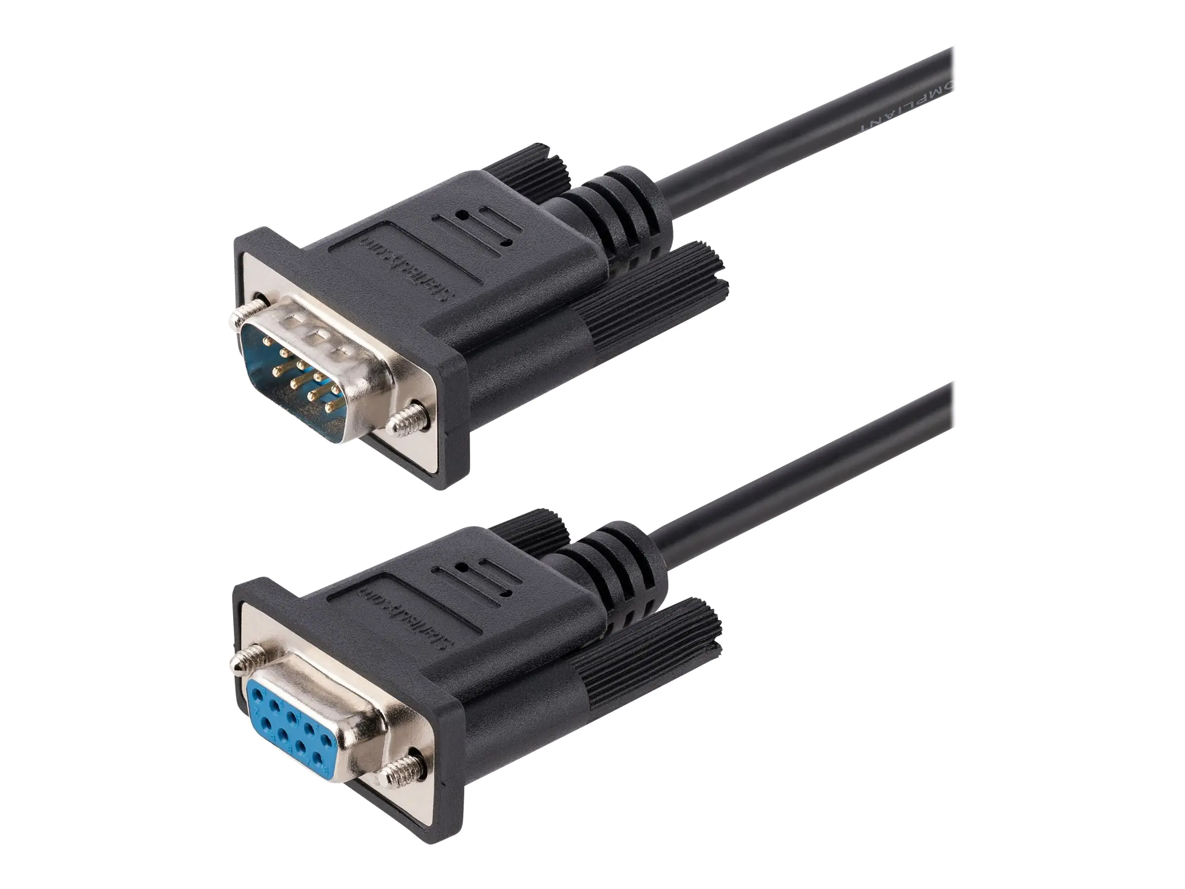 StarTech 3m RS232 Serial Null Modem Cable, Crossover Serial Cable w/Al-Mylar Shielding, DB9 Serial COM Port Cable Female to Male, Compatible w/DTE Devices - Tool-Less Design w/Thumbscrews, Black, F/M (9FMNM-3M-RS232-CABLE) - Nullmodemkabel - DB-9 (W) zu D StarTech 3m RS232 Serial Null Modem Cable, Crossover Serial Cable w/Al-Mylar Shielding, DB9 Serial COM Port Cable Female to Male, Compatible w/DTE Devices - Tool-Less Design w/Thumbscrews, Black, F/M (9FMNM-3M-RS232-CABLE) - Nullmodemkabel - DB-9 (W) zu D