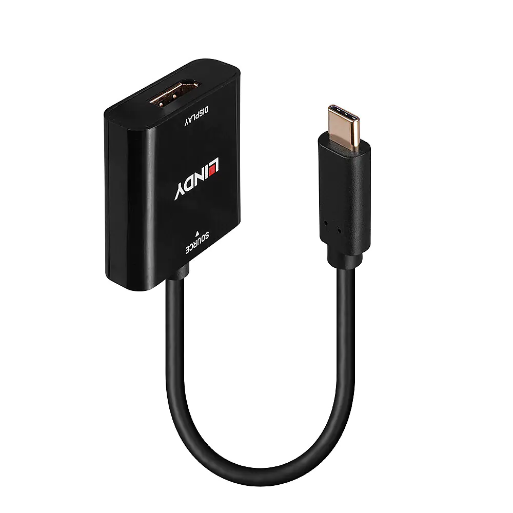 Lindy - Videoadapter - 24 pin USB-C (M) zu DisplayPort (W) - DisplayPort 1.4 - 21 cm - Schwarz Lindy - Videoadapter - 24 pin USB-C (M) zu DisplayPort (W) - DisplayPort 1.4 - 21 cm - Schwarz