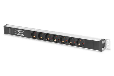 Digitus - Steckdosenleiste (Rack - einbaufähig) - Wechselstrom 230 V - 4000 Watt - 3600 VA - 1-phasig - Eingabe, Eingang power CEE 7/7 - Ausgangsanschlüsse: 7 (7 x CEE 7/3) - 0U - 2 m Schnur