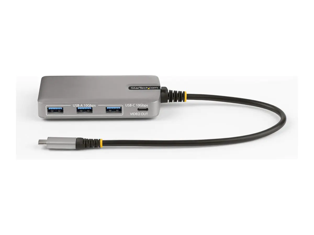 StarTech 4-Port USB-C Hub with USB-C DP Alt Mode Video Output 4K 60Hz, 3x USB-A, 1x USB-C, 100W Power Delivery Pass-Through, USB 3.2 Gen 2 (10Gbps), Portable USB Type-C to USB Type-A/C - 1ft (30cm) Host Cable (HB31C3A1CDPPD3) - Hub - 1 x USB-C + 3 x USB 3 StarTech 4-Port USB-C Hub with USB-C DP Alt Mode Video Output 4K 60Hz, 3x USB-A, 1x USB-C, 100W Power Delivery Pass-Through, USB 3.2 Gen 2 (10Gbps), Portable USB Type-C to USB Type-A/C - 1ft (30cm) Host Cable (HB31C3A1CDPPD3) - Hub - 1 x USB-C + 3 x USB 3