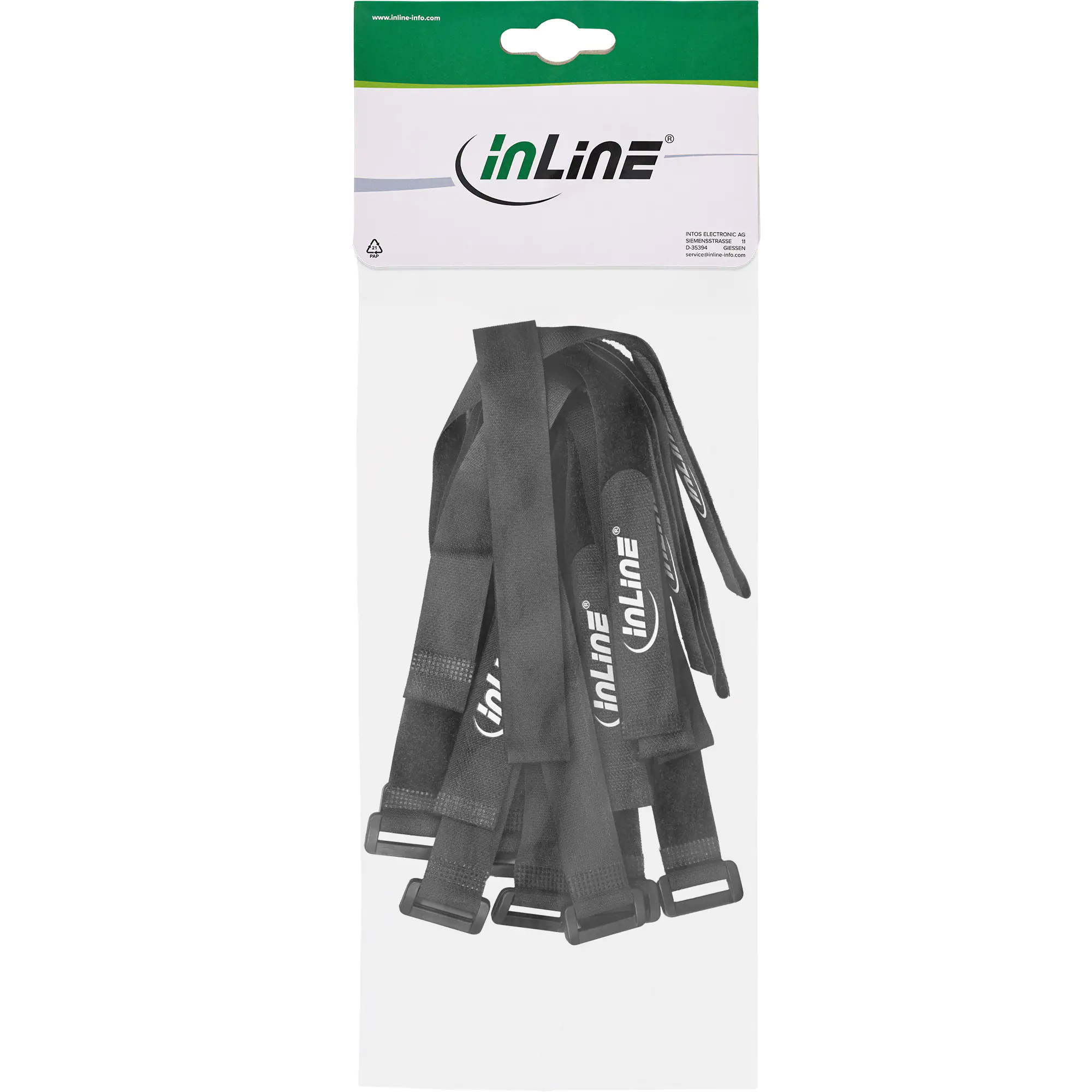 InLine Klettschlaufen 25x500mm - 10er - schwarz