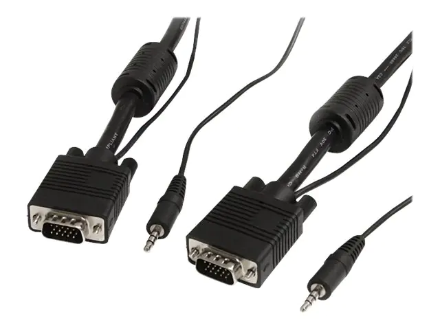 StarTech 2m VGA Monitorkabel mit Audio - HD15-Pin Koax Kabel - Stecker/Stecker - VGA-Kabel - HD-15 (VGA), mini-phone stereo 3.5 mm (M) zu HD-15 (VGA), mini-phone stereo 3.5 mm (M) - 2 m - geformt, Daumenschrauben - Schwarz