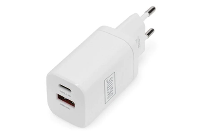 Digitus - Netzteil - 30 Watt - 3 A - PD 3.0, QC 3.0 - 2 Ausgabeanschlussstellen (24 pin USB-C, USB Typ A) - weiß