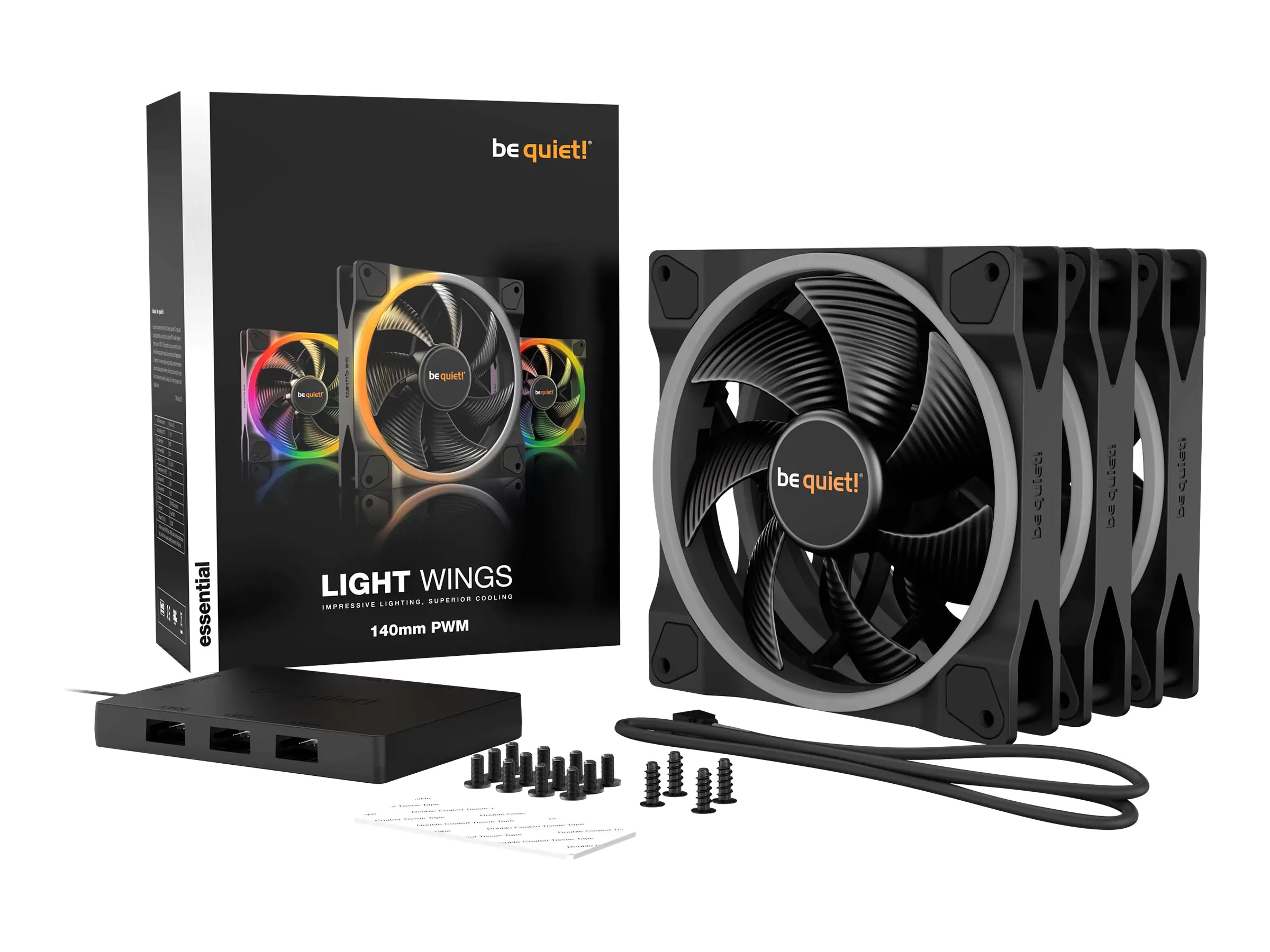 be quiet! Light Wings - Gehäuselüfter - PWM - 140 mm - Schwarz (Packung mit 3)