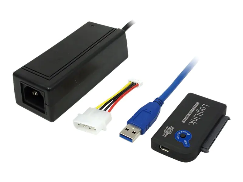 LogiLink Adapter USB 3.0 to SATA with OTB - Speicher-Controller mit Datenanzeige, Netzanzeige, OneTouchEasy-Button (OTB) AU0050
