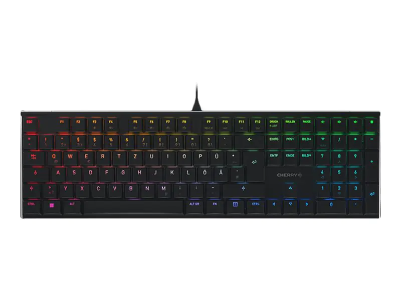 CHERRY MX 10.0N RGB - Tastatur - Hintergrundbeleuchtung - USB - Deutsch - Tastenschalter: CHERRY MX Low Profile RGB Speed - Schwarz