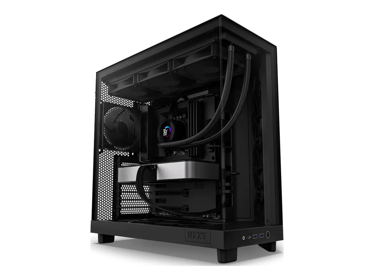 NZXT H series H6 Flow - Mid tower - ATX - Seitenteil mit Fenster (gehärtetes Glas) - keine Spannungsversorgung - mattschwarz - USB/Audio NZXT H series H6 Flow - Mid tower - ATX - Seitenteil mit Fenster (gehärtetes Glas) - keine Spannungsversorgung - mattschwarz - USB/Audio