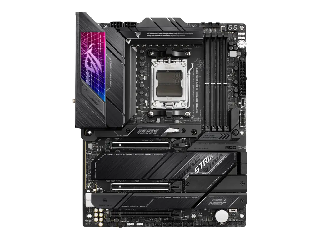 ASUS ROG Strix X670E-E Gaming WiFi - Motherboard - ATX - Socket AM5 - AMD X670E Chipsatz - USB-C 3.2 Gen 2x2, USB 3.2 Gen 1, USB-C 3.2 Gen2, USB 3.2 Gen 2 - 2.5 Gigabit LAN, Wi-Fi 6, Bluetooth - Onboard-Grafik (CPU erforderlich) - HD Audio (8-Kanal)