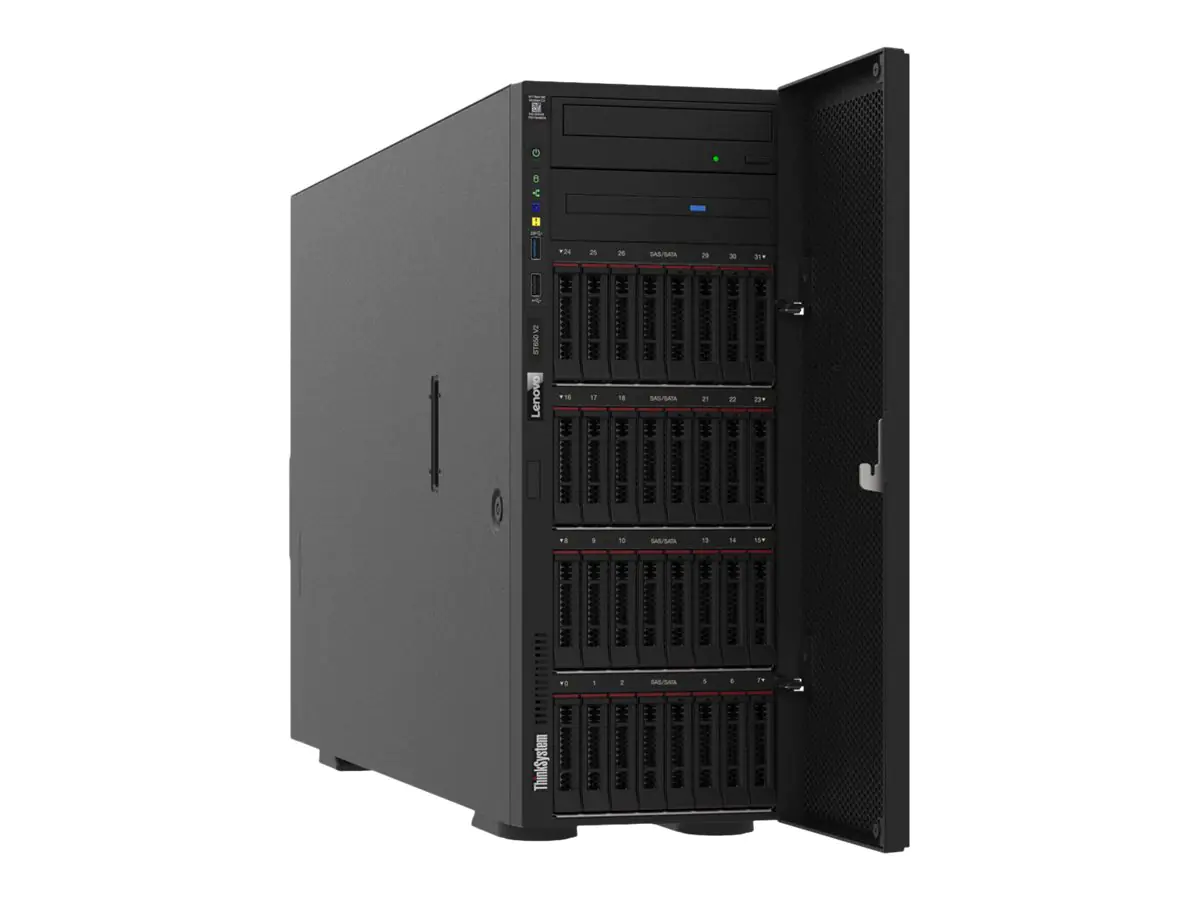 Lenovo ThinkSystem ST650 V2 7Z74 - Server - Tower - 4U - zweiweg - 1 x Xeon Silver 4309Y / 2.8 GHz - RAM 32 GB - SAS - Hot-Swap 6.4 cm (2.5") Schacht/Schächte - keine HDD - Matrox G200 - 1GbE, 10GbE - kein Betriebssystem - Monitor: keiner