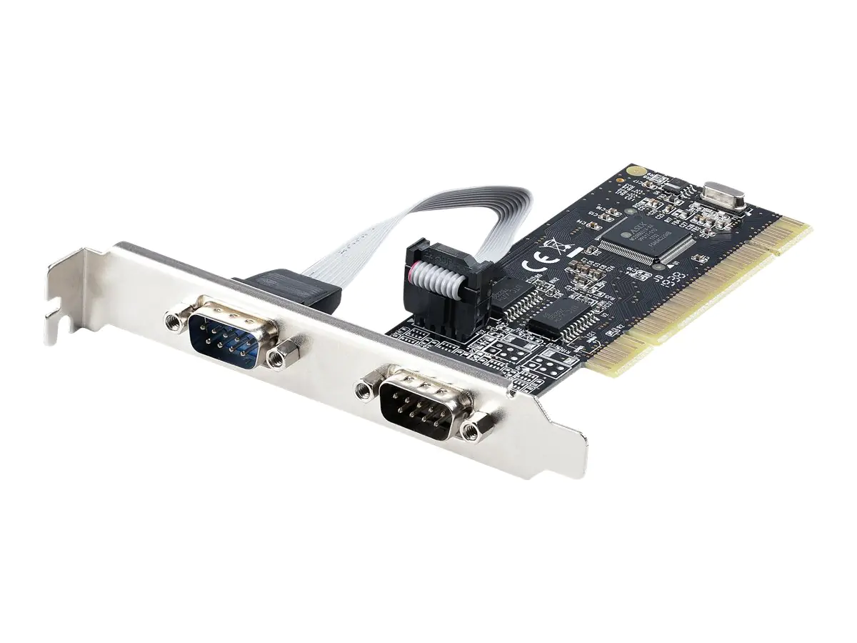 StarTech 2 Port PCI RS232 Serial Adapter Card - Serielle Schnittstellenkarte - PCI zu Dual DP9 Controller Card - Standard- und Low-Profile Slotblech - Windows/Linux (PCI2S5502) - Serieller Adapter - PCI Low-Profile - RS-232 x 2 - Schwarz