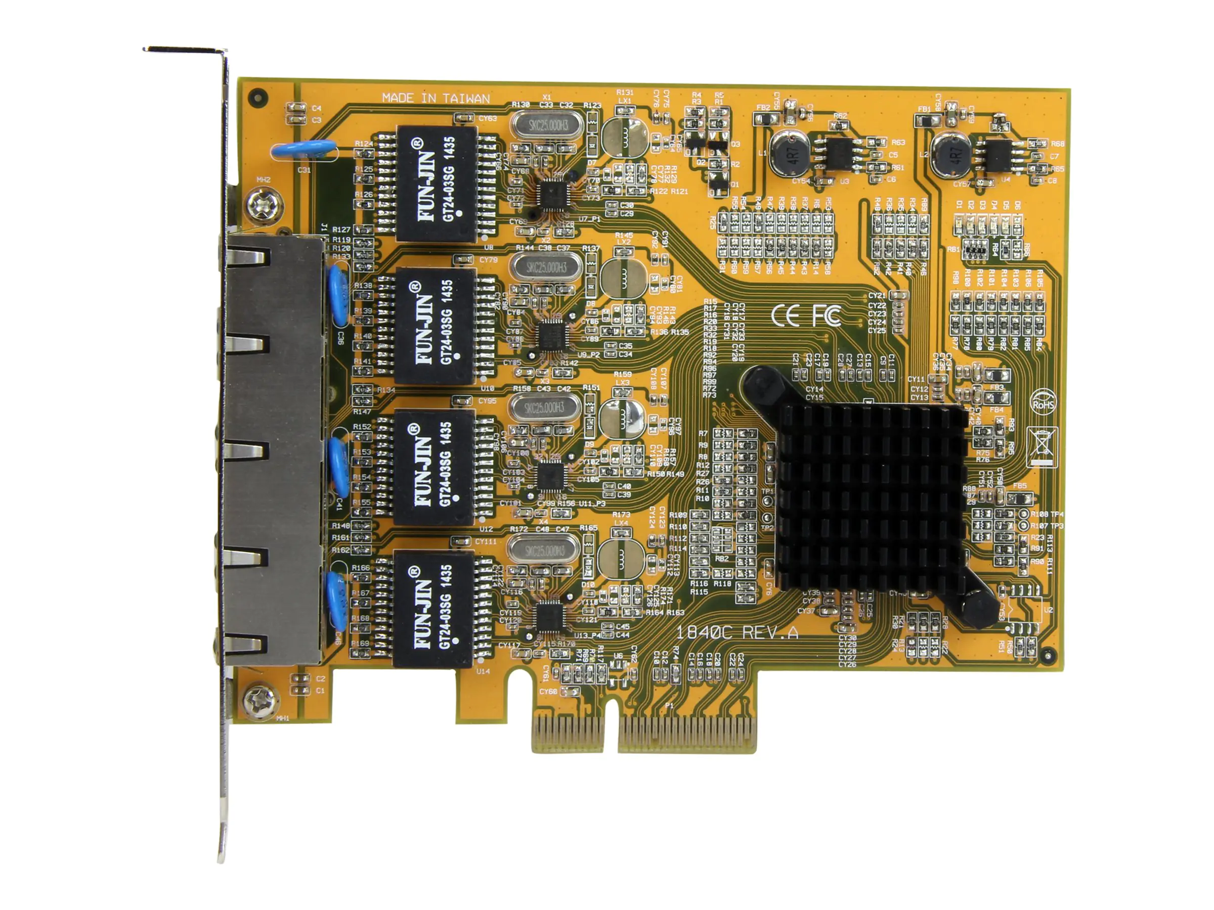 StarTech 4 Port PCIe Gigabit Netzwerkkarte - Quad Port PCI Express GbE NIC - Netzwerkadapter - PCIe - Gigabit Ethernet x 4 - Gelb