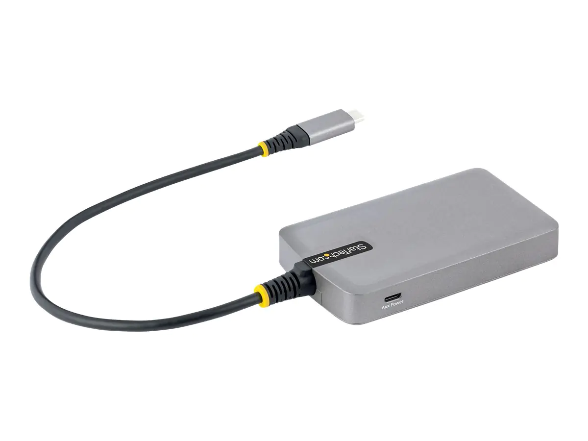 StarTech 4-Port USB-C Hub, USB 3.0 5Gbps, Bus Powered, USB Type-C to 4x USB-A Hub with Optional Auxiliary Power Input, Portable Desktop/Laptop USB Hub with 1ft (30cm) Attached Cable - USB Expansion Hub (5G4AB-USB-C-HUB) - Hub - 4 x USB 3.2 Gen 1 + 1 x mic StarTech 4-Port USB-C Hub, USB 3.0 5Gbps, Bus Powered, USB Type-C to 4x USB-A Hub with Optional Auxiliary Power Input, Portable Desktop/Laptop USB Hub with 1ft (30cm) Attached Cable - USB Expansion Hub (5G4AB-USB-C-HUB) - Hub - 4 x USB 3.2 Gen 1 + 1 x mic