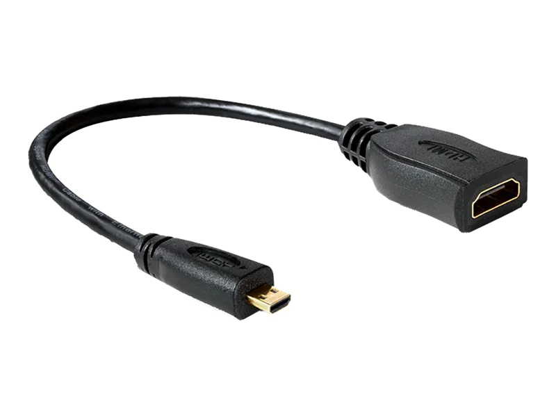 Delock High Speed HDMI with Ethernet - HDMI-Adapter - 19 pin micro HDMI Type D männlich zu HDMI weiblich - 23 cm - Schwarz Delock High Speed HDMI with Ethernet - HDMI-Adapter - 19 pin micro HDMI Type D männlich zu HDMI weiblich - 23 cm - Schwarz