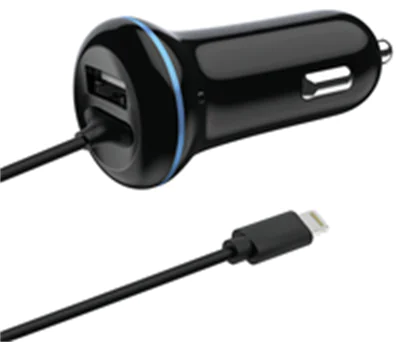 ACV USB-Kfz-Ladegerät Apple 8Pin 12V/24V 2.4A schwarz