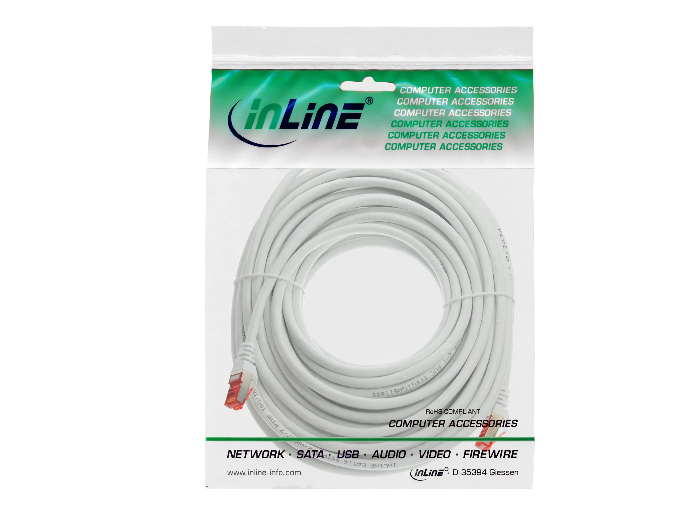 InLine Patchkabel - S/FTP (PiMf) - Cat.6 - 250MHz - PVC - CCA - weiß - 10m 76110W