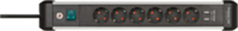 Brennenstuhl 1391030610, 3 m, Drinnen, Abgewinkelt, IP20, Schwarz, Silber, 6 AC-Ausgänge