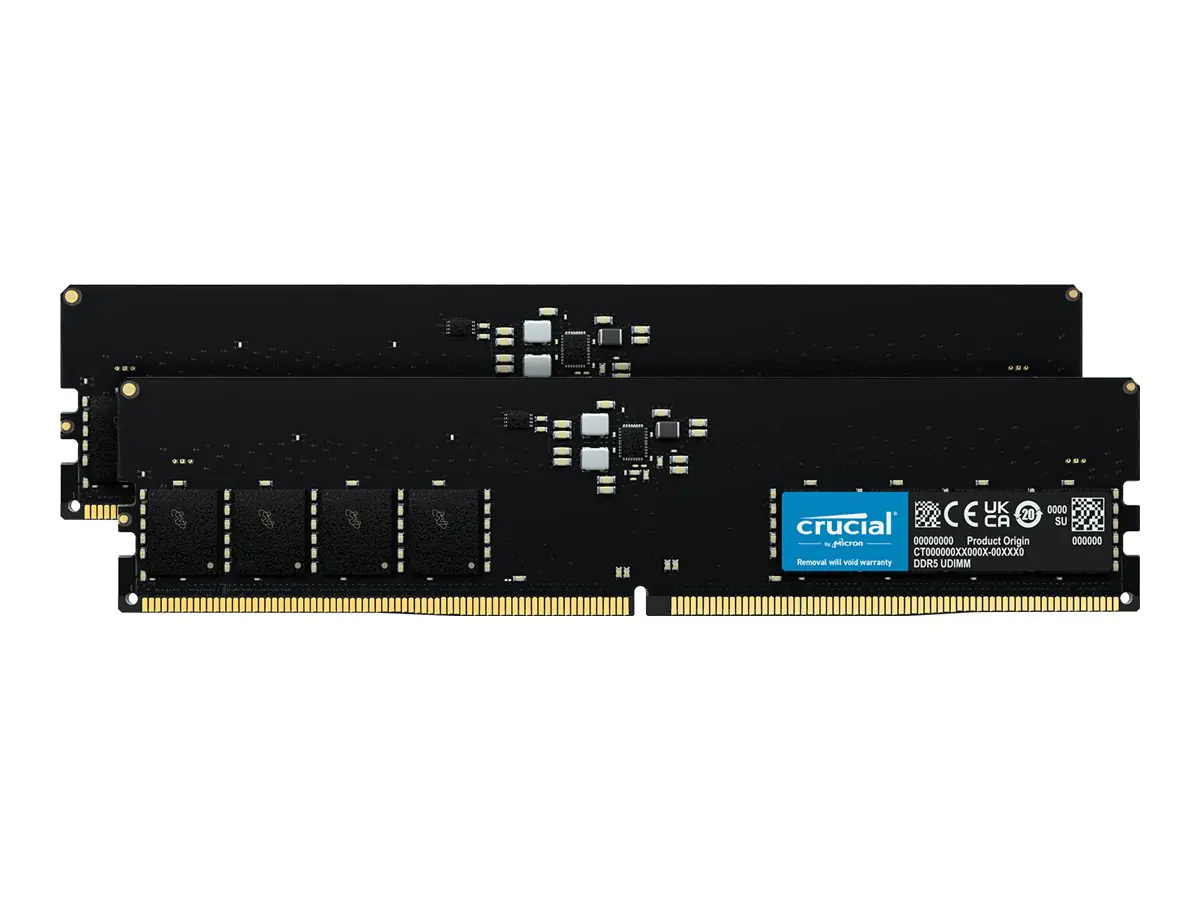 Crucial - DDR5 - Kit - 32 GB: 2 x 16 GB - DIMM 288-PIN - 4800 MHz / PC5-38400 - CL40 - 1.1 V - ungepuffert - non-ECC Crucial - DDR5 - Kit - 32 GB: 2 x 16 GB - DIMM 288-PIN - 4800 MHz / PC5-38400 - CL40 - 1.1 V - ungepuffert - non-ECC