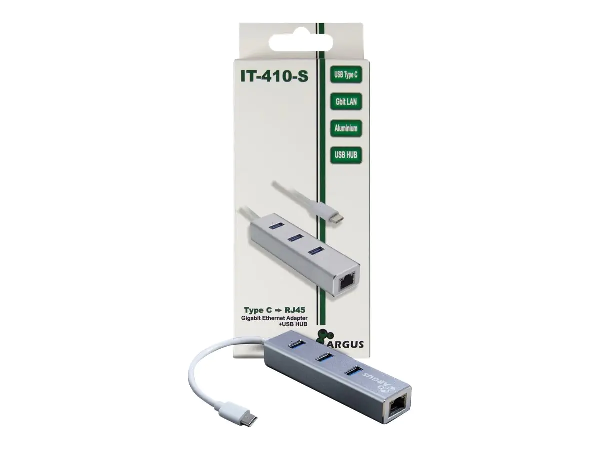 Argus IT-410-S - Hub - 3 x SuperSpeed USB 3.0 + 1 x 10/100/1000 - Desktop