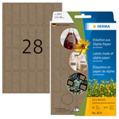 HERMA 2071, Braun, Abgerundetes Rechteck, Permanent, Universal, Papier, 158 g/m²