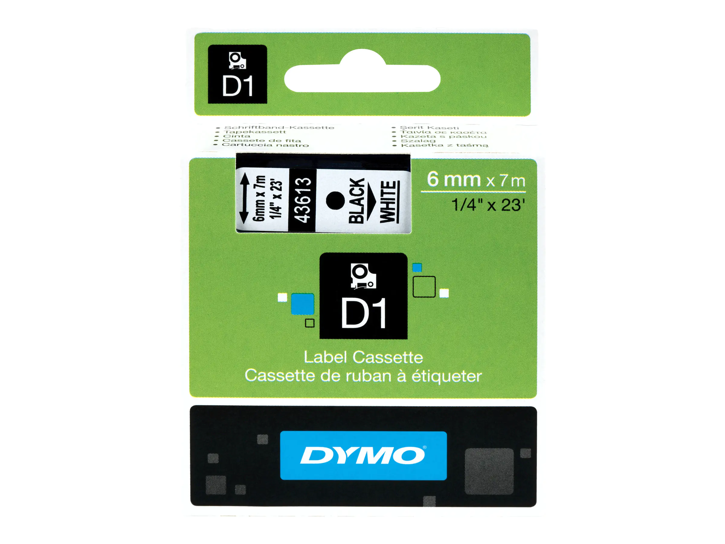 Dymo D1 - Polyester - selbstklebend - Schwarz auf Weiß - Rolle (0,6 cm x 7 m) S0720780