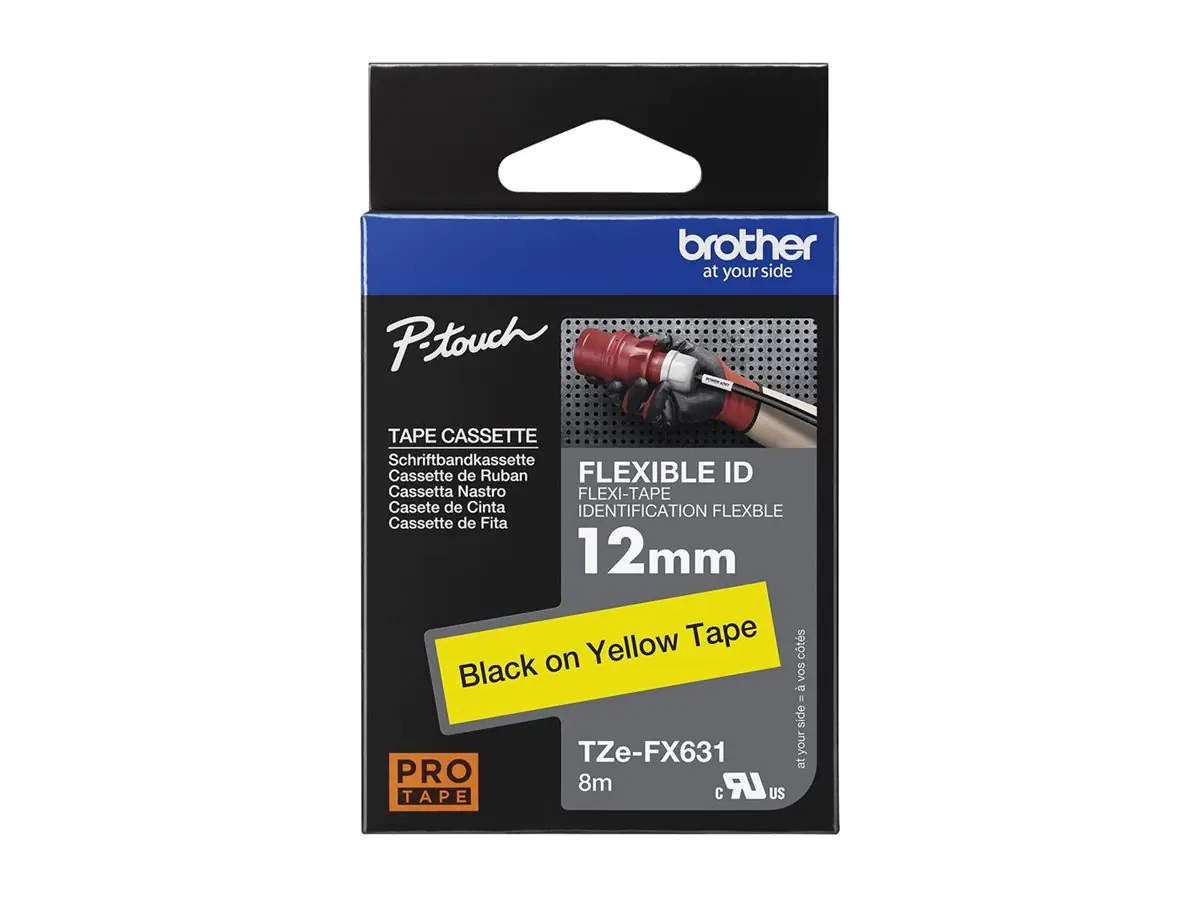 Brother TZe-FX631 - Schwarz auf Gelb - Rolle (1,2 cm x 8 m) TZEFX631