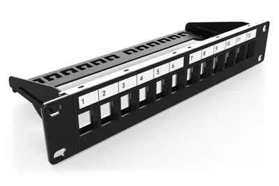 DIGITUS Professional DN-91420 - Patchpanel (Blindblech) - Schwarz, RAL 9005 - 1U - 25.4 cm (10") - 12 Ports