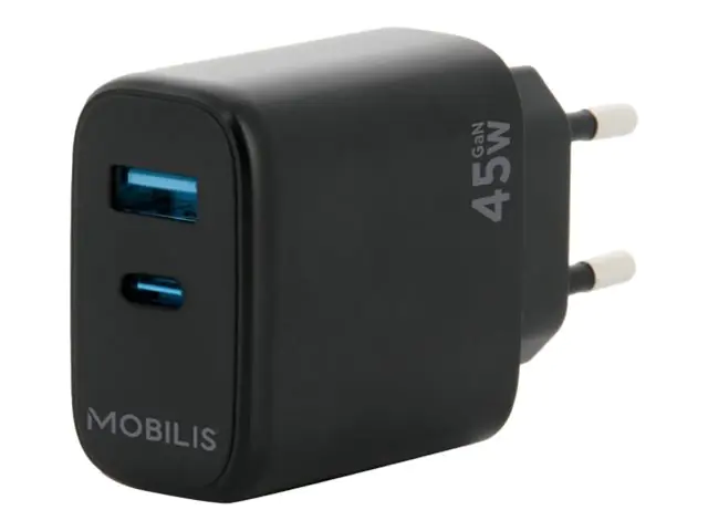 Mobilis Netzteil - schnell, gan - 45 Watt - QC, PD/PPS - 2 Ausgabeanschlussstellen (USB, USB-C) 001363