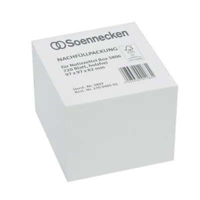 Soennecken Zettelboxeinlage 5807 97x97x82mm weiß 720 Bl./Pack. Soennecken Zettelboxeinlage 5807 97x97x82mm weiß 720 Bl./Pack.